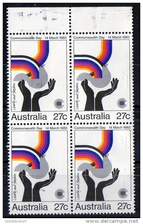 Australia 1983 Commonwealth Day 27c Liberty &amp; Freedom Used Block Of 4 - Used Stamps