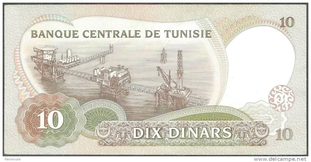 TUNISIA CENTRAL BANK 10 / DIX / TEN DINARS 1986 BANKNOTE VF/XF - TUNISIE BILLET - TUNIS - Tunisia