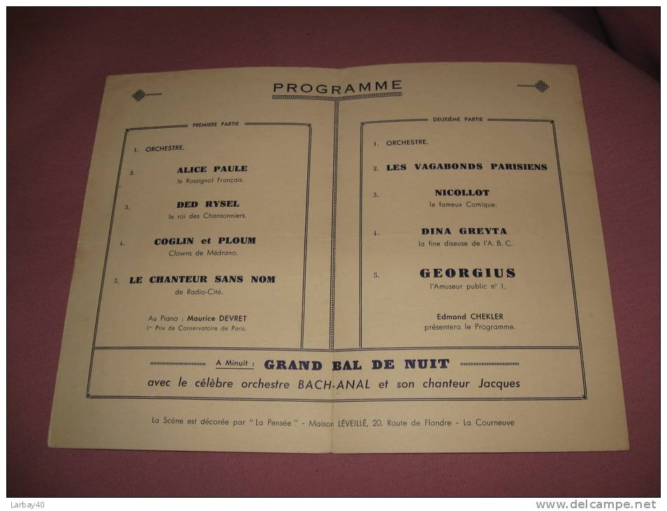 Programme Aubervilliers Secours Mutuels Rateau 25 Fevrier 1939 - Programs