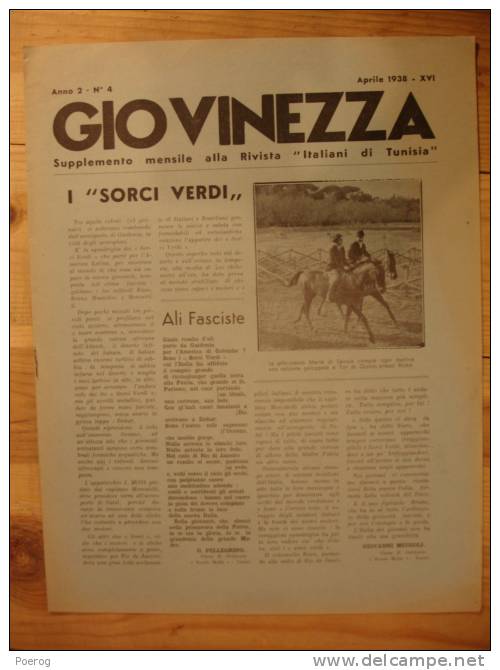 GIOVINEZZA SUPPLEMENT ITALIANI DI TUNISIA AVRIL 1938 - TUNISIE -  MARIE DE SAVOIE BOLOGNA PUBLICITE NESTLE - APRILE 1938 - Autres & Non Classés