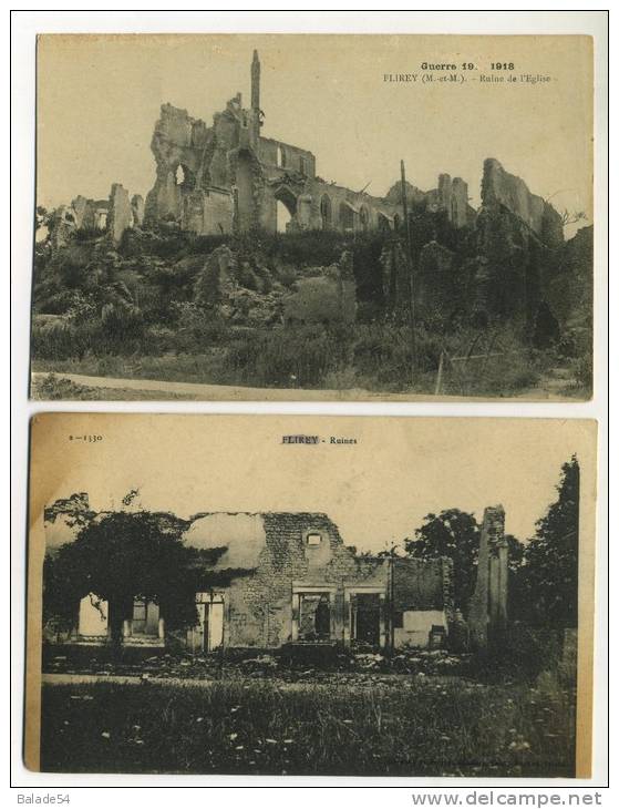 2 CPA - FLIREY (54) Ruines / Guerre 1914 - 1918 - Ruine De L'Eglise - Autres & Non Classés