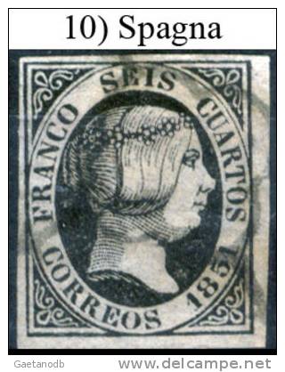 Spagna-010 (1851 - Yvert & Tellier N.6) - Gebruikt