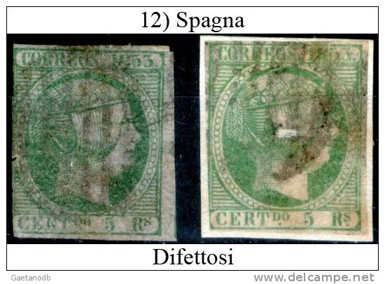 Spagna-012 (1853 - Yvert & Tellier N.20 - Difettosi) - Gebruikt