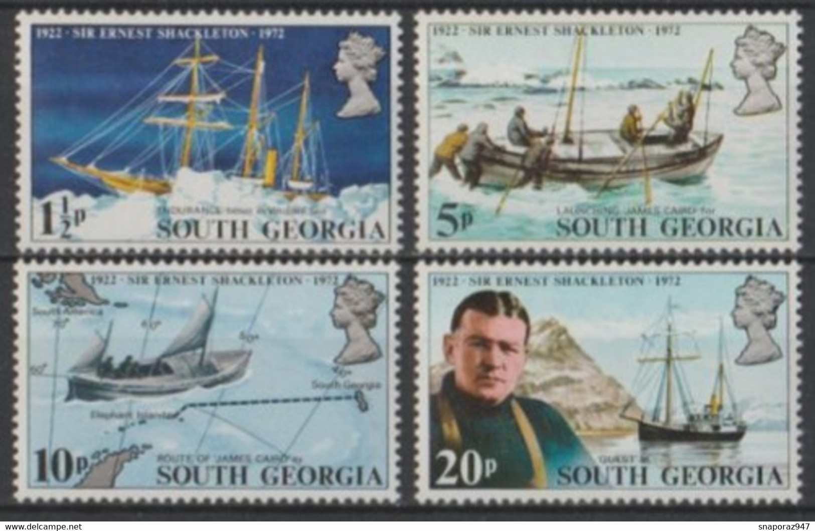 1972 South Georgia 50th Anniversary Of The Death Of Sir Ernest Shackleton Set MNH** B510 - Esploratori