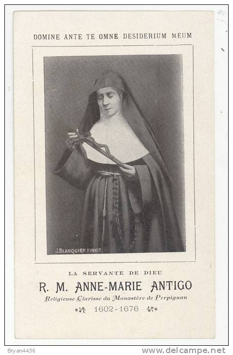 Révérante Mère Anne-Marie ANTIGO - Religieuse Clarisse Du Monastère De Perpignan -1602-1676 -(8 X13 Cm). - Andachtsbilder