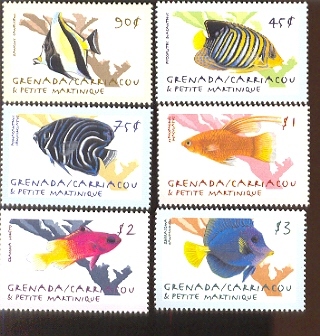 GRENADA   &  2159-64 MINT NEVER HINGED SET OF STAMPS OF FISH-MARINE LIFE   # S-345-1   ( - Fische