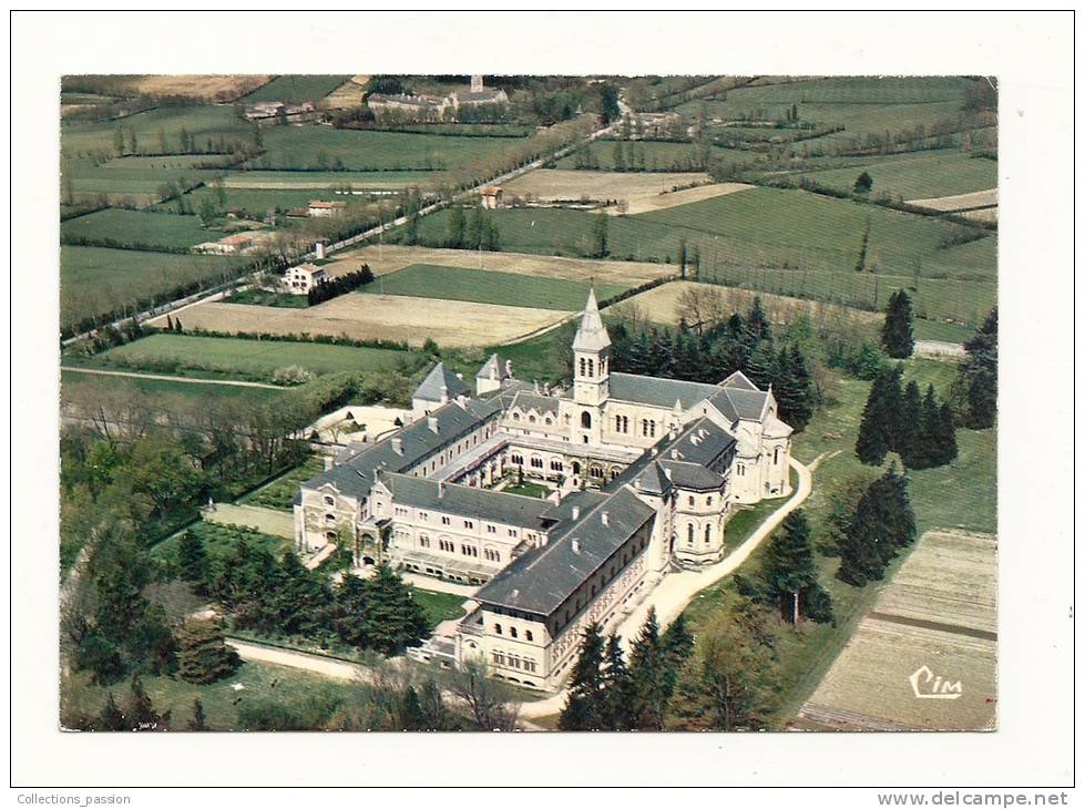 Cp, 81, Dourgne, Vue Aérienne, Abbaye Ste-Scholastique - 1980 - Dourgne