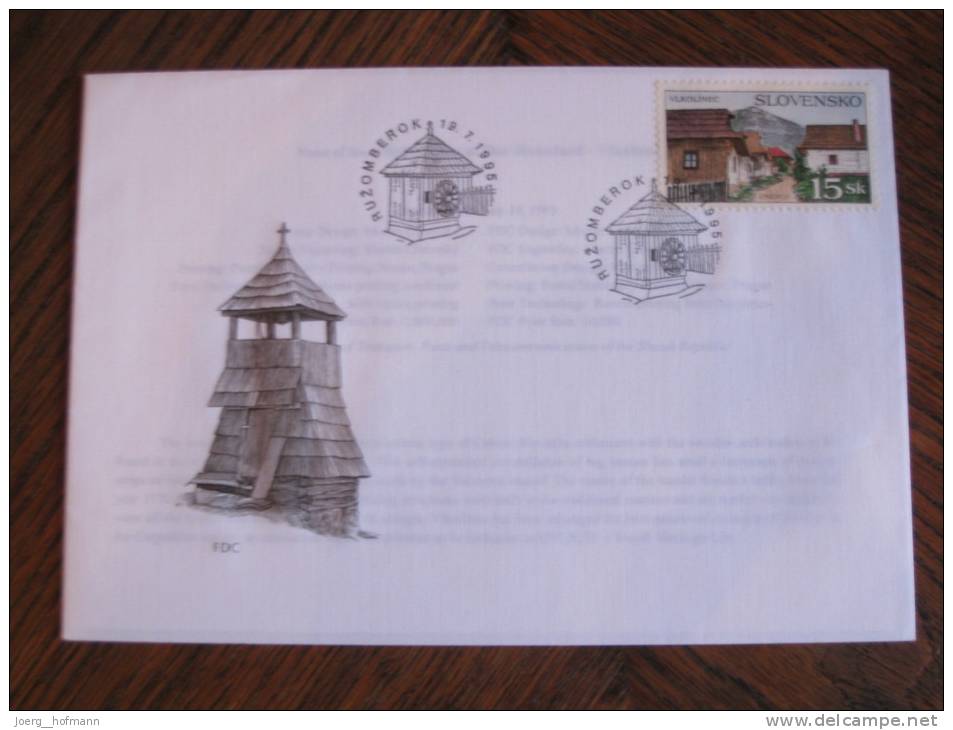 FDC Slovensko Slowkeil 19.7.1995 Stempel Stamped Ruzomberok Unesco Alte Häuser Holzhaus - FDC