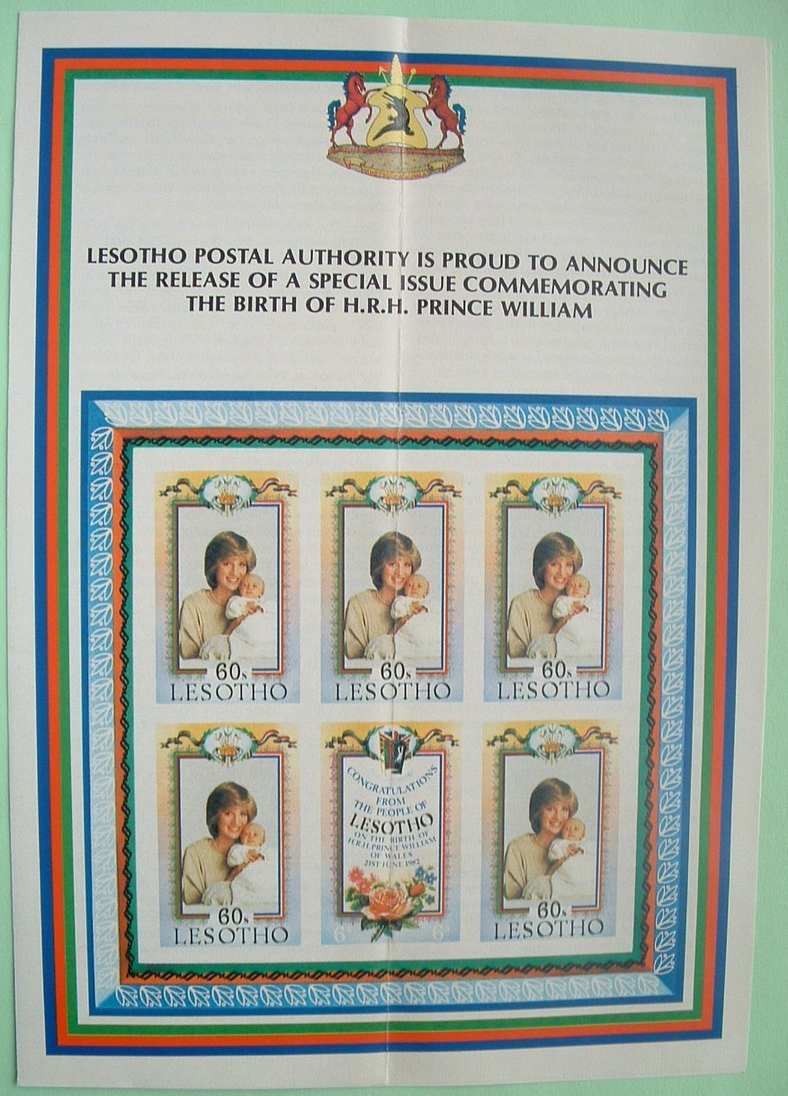 Lesotho 1982 Notice On Lady Diana Stamps (no Stamps) - Lesotho (1966-...)