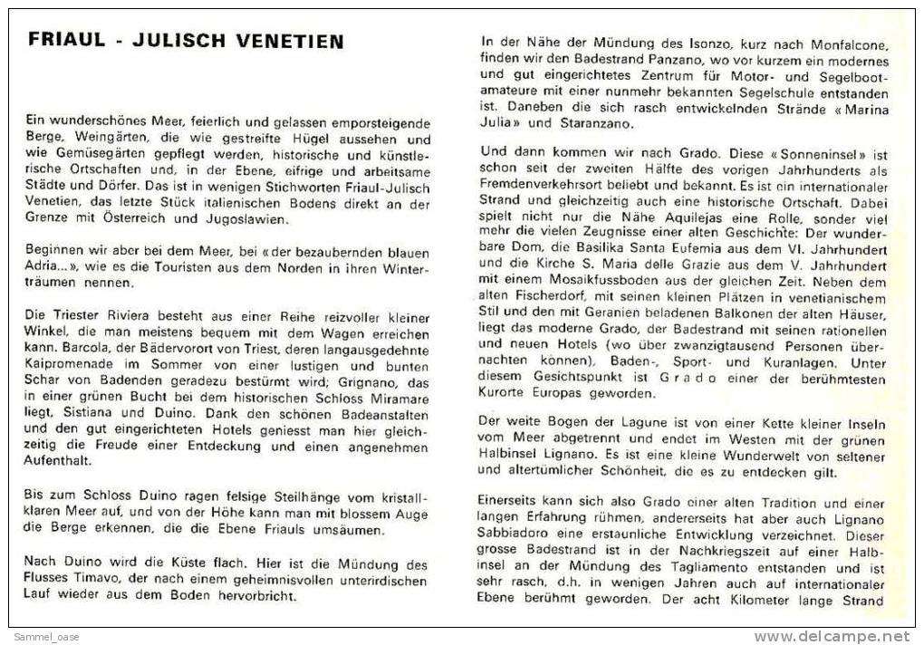 Touristen Reiseführer  -  Friaul , Julisch Venetien  -  Illustrierter Führer  -  Mit Farb-Fotos Ca. 1975 - Italien