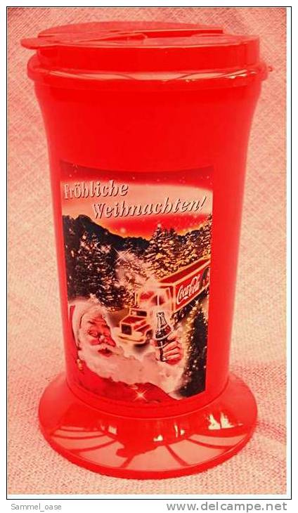 Coca Cola Trinkbecher Deckel-Becher 1 Ltr. Aufschrift : "Fröhliche Weihnachten" - Mugs & Glasses