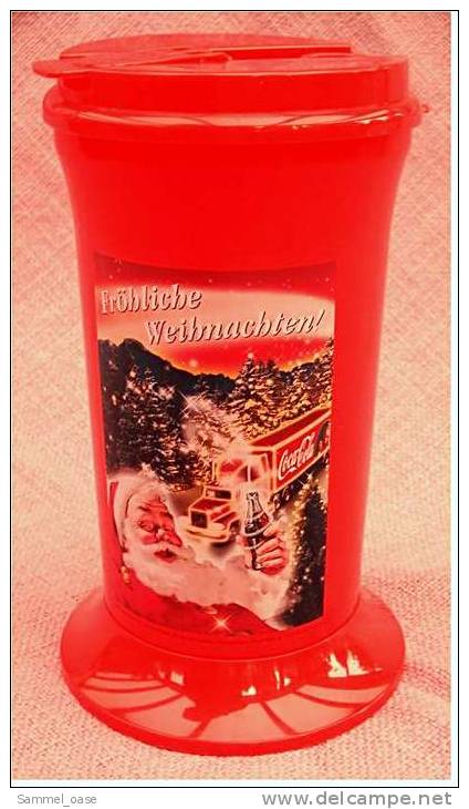 Coca Cola Trinkbecher Deckel-Becher 1 Ltr. Aufschrift : "Fröhliche Weihnachten" - Becher, Tassen, Gläser