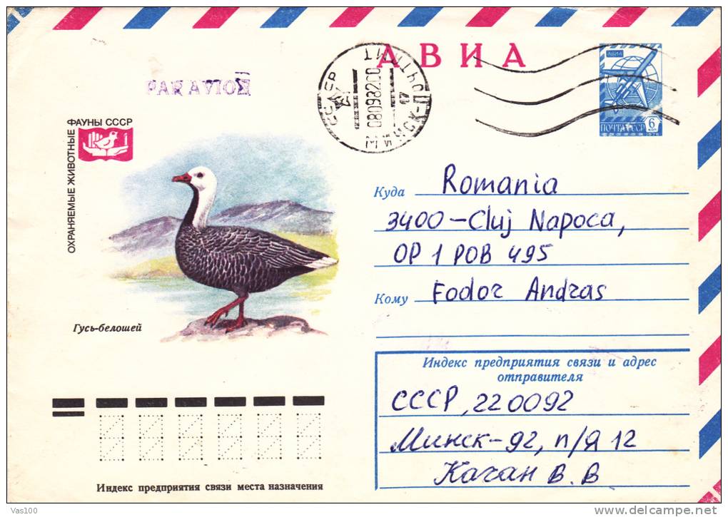 DUCK, 1978, COVER STATIONERY, ENTIER POSTAL, SENT TO MAIL, RUSSIA - Swans