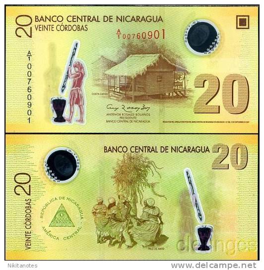 Nicaragua 20 Cordobas Polymer 2007 2009 P New - Nicaragua