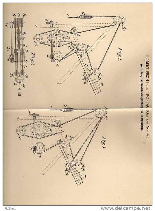 Original Patentschrift - R. Fischer In Troppau / Opava , 1900 , Gestänge Für Bohrmaschine , Bohrer  !!! - Maschinen
