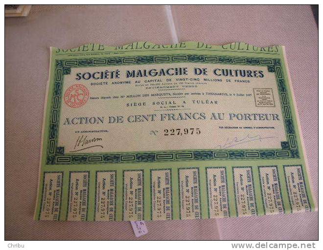 SOCIETE MALGACHE DE CULTURES  1953 - Agriculture