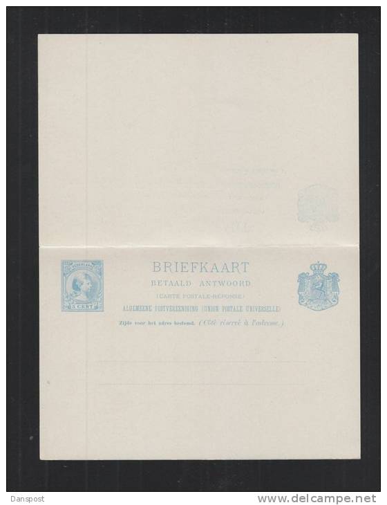 Nederlands Briefkaart Met Antwoord Wilhelmine 5 Cent - Postal Stationery