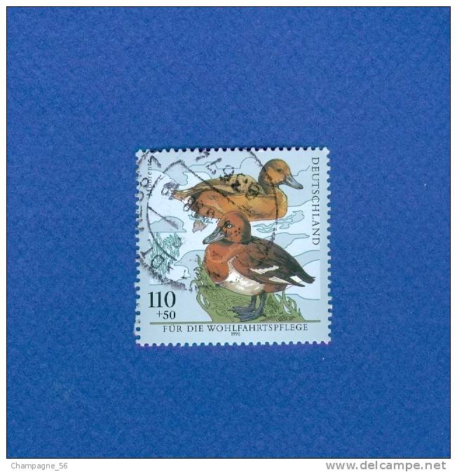 ALLEMAGNE FEDERALE 1998  N° 1848  AYTHYA NYROCA CANARDS  MENACÉE OBLITÉRÉ YVERT TELLIER 2.50 € - Entenvögel