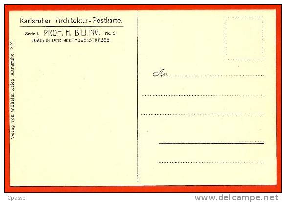 AK Karlsruher Architektur Postkarte 6 - Hermann BILLING 1867-1946 KARLSRUHE Beethovenstrasse * Architecture Art Nouveau - Karlsruhe