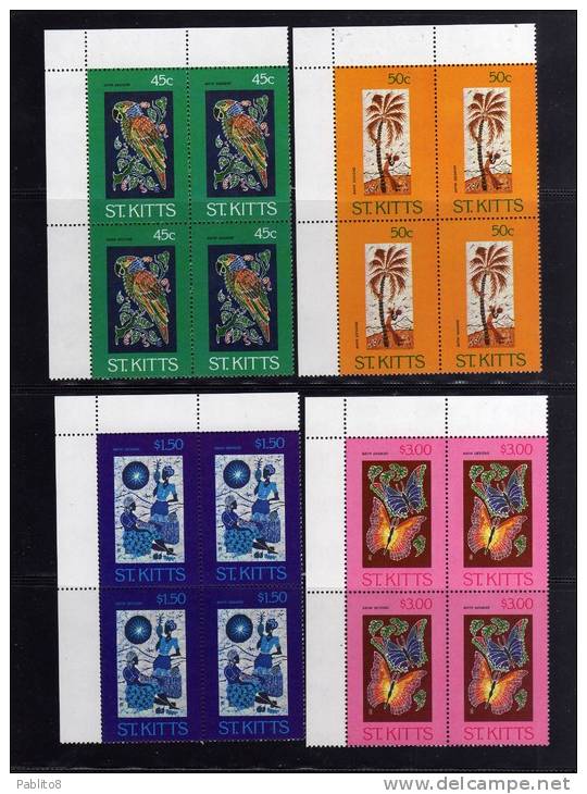 ST. KITTS 1981 BATIK DESIGN MNH QUARTINA - St.Kitts En Nevis ( 1983-...)