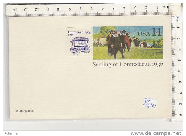 PO3617B# CARTOLINA POSTALE SETTLING OF CONNECTICUT 1636 USA USPS 1986 - 1c OMNIBUS 1880 - Cartes Souvenir
