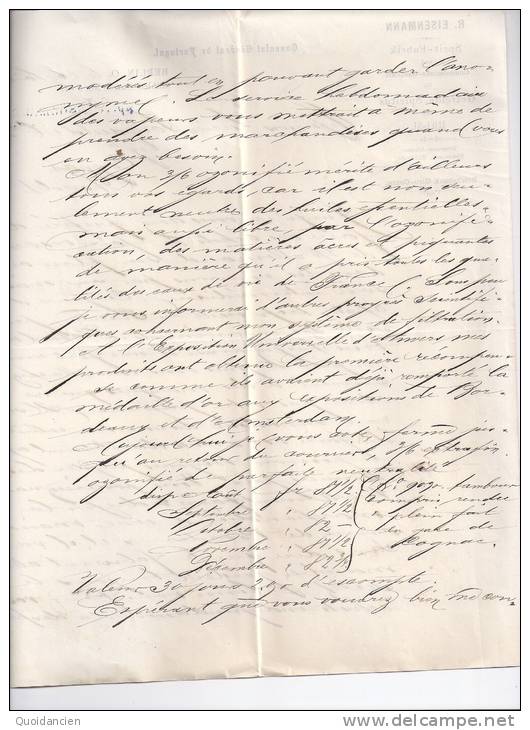 Lettre  3 Pages  26/10/1885  -  BERLIN  -  R.  EISENMANN   Consulat  Du  Portugal  -  COGNAC - Other & Unclassified