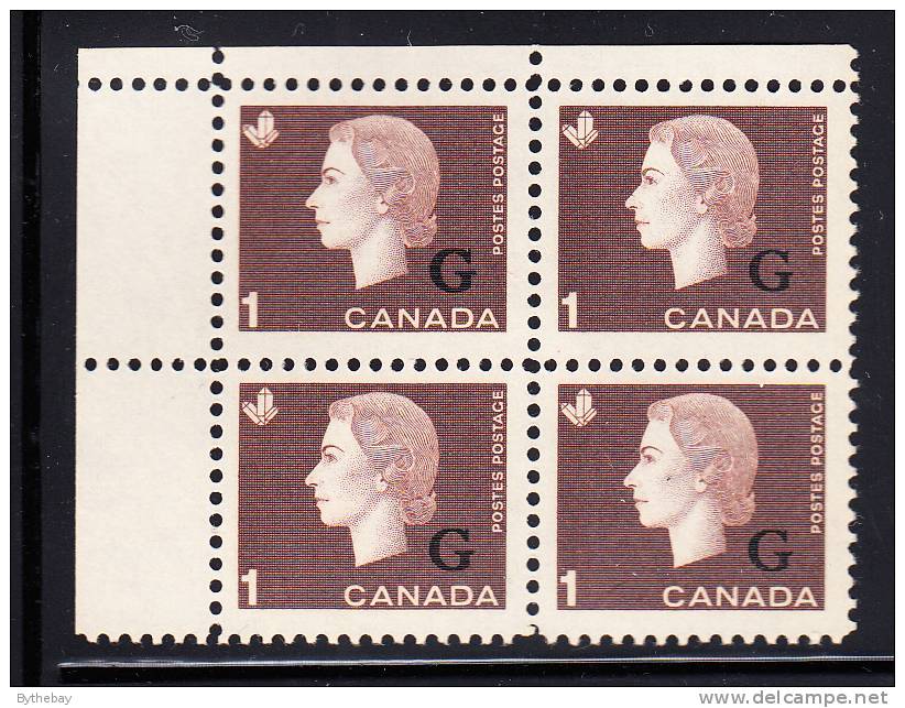 Canada MNH Scott #O46 1c Cameo With 'G' Overprint Upper Left Plate Block (blank) - Overprinted