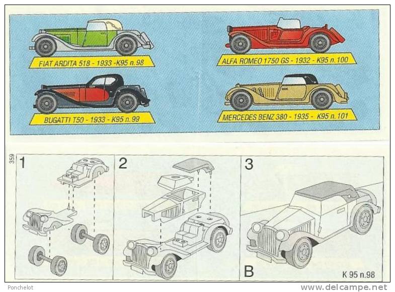 KINDER K95 098 OLDTIMER BPZ Fond Bleu EU 1994 - Notices