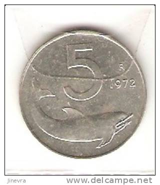 ITALY 5 LIRE 1972 PICK KM92 UNC - 5 Lire