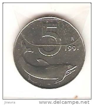 ITALY 5 LIRE 1991 PICK KM92 UNC - 5 Lire