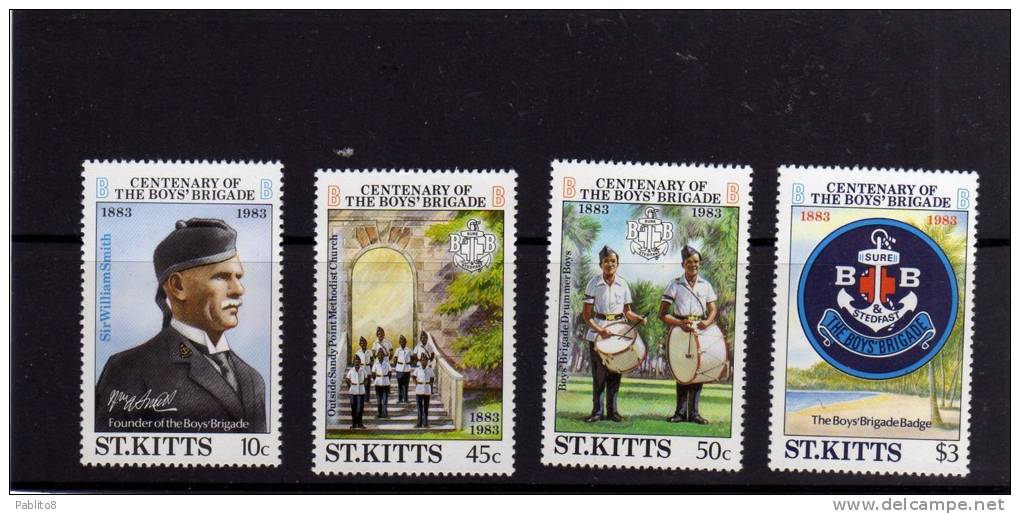 ST. KITTS 1983 SCOUT CENTENARY OF THE BOYS´  BRIGADE MNH QUARTINA - St.Kitts-et-Nevis ( 1983-...)