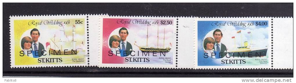 ST. KITTS 1981 ROYAL WEDDING SPECIMEN - NOZZE REALI SOPRASTAMPATE MNH - St.Kitts And Nevis ( 1983-...)