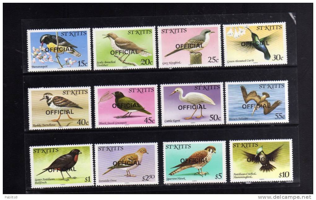 ST. KITTS 1981 BIRDS OVERPRINTED OFFICIAL - UCCELLI MNH - St.Kitts Y Nevis ( 1983-...)