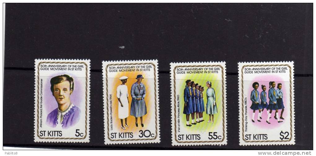 ST. KITTS 1981 RAGAZZE SCOUT - GIRL GUIDES SCOUTING GIRLS - FILLES DE SCOUTISME - NIÑAS SCOUT  MNH - St.Kitts-et-Nevis ( 1983-...)