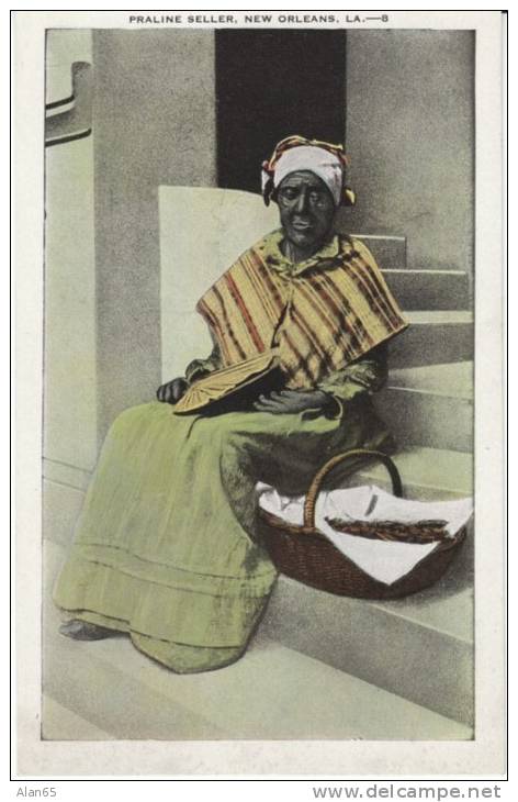 Black Woman, Praline Seller New Orleans LA  On C1910s Vintage Postcard - Negro Americana