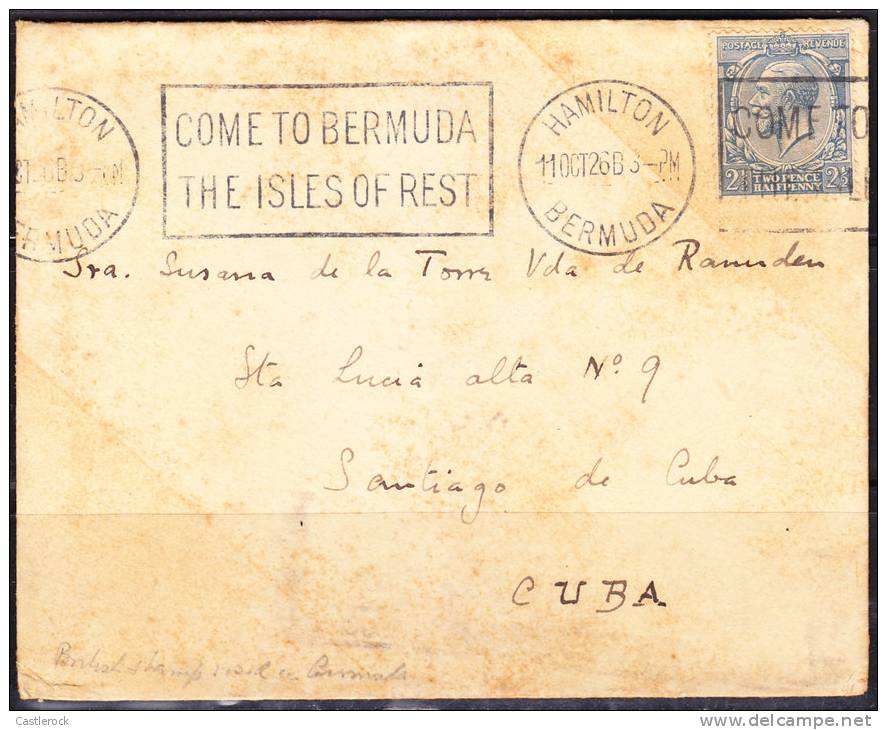 T)1926,CIRC.COVER BERMUDA TO CUBA,COME TO BERMUDA THE ISLES OF REST,BLACK SEAL - Bermuda