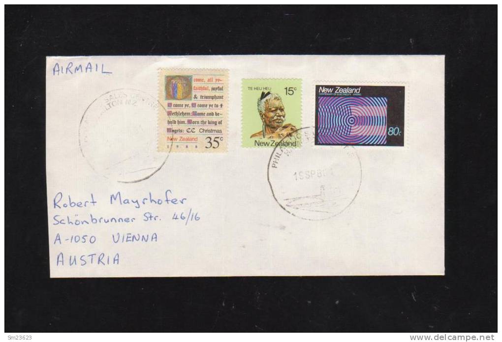 Ozeanien / New Zealand  1980 / 88 , Letter With Mi.Nr. 810 + 1013 + 1037 - - Covers & Documents