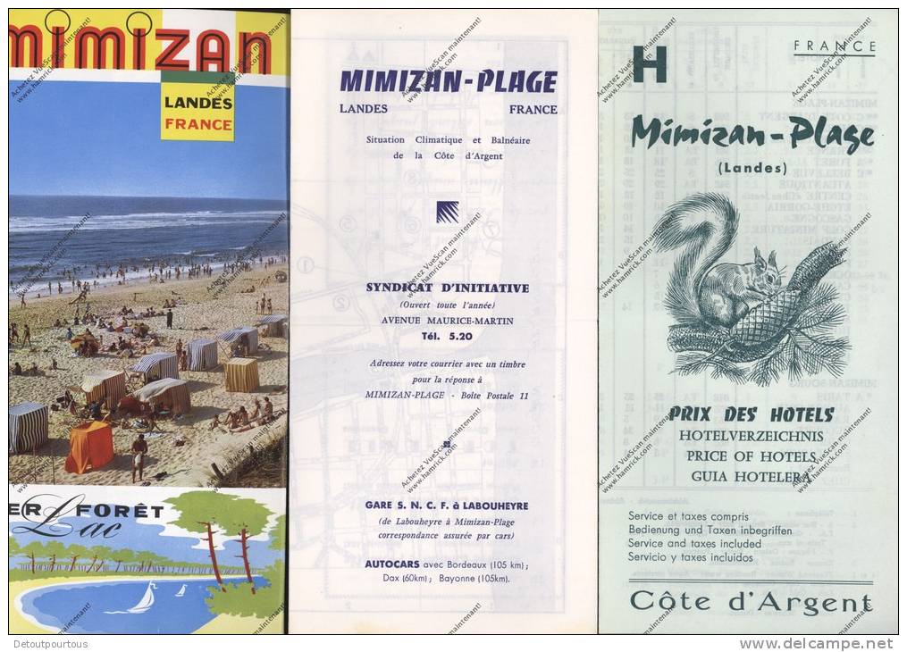 Courrier En-tête HOTEL DE LA GARE Boucherie Jean Loubere à MIMIZAN BOURG + 3 Documents  Du Syndicat D'initiative - 1950 - ...