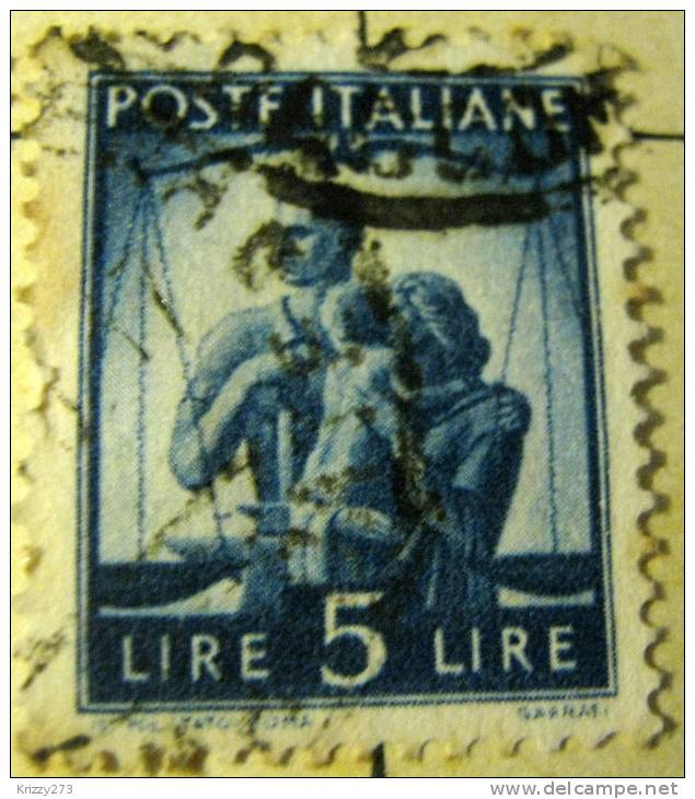 Italy 1945 Work, Justice And Family 5l - Used - Marcophilie