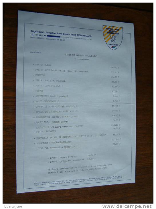 FOOTBALL CLUB SOCHAUX MONTBELIARD - 1992 ! - Autres & Non Classés