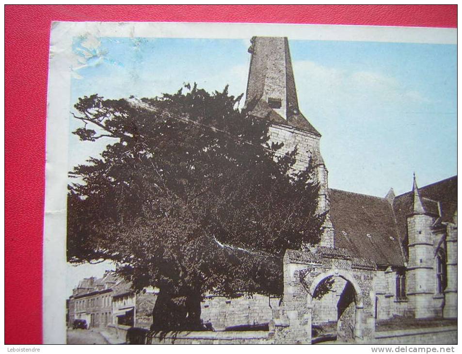 CPA-76-OFFRANVILLE-L'EGLISE,L'IF ET LE GRAND PORTAIL CLASSE COMME SITE PITTORESQUE- VOYAGEE - Offranville