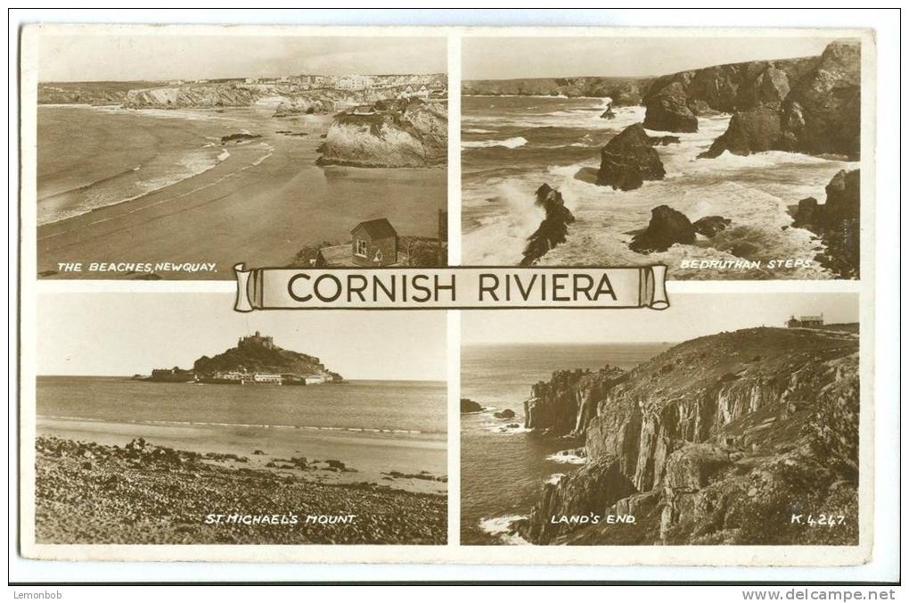 United Kingdom, Cornish Riviera, Multi View 1953 Used RP Postcard [P8880] - Altri & Non Classificati