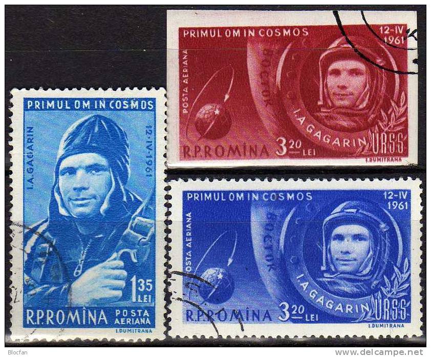 1.Mensch Der Welt Im Raumflug Rumänien 1962/4B O 6€ Imperf. Gagarin In Raumkapsel Erde Mit Flugbahn Space Set Of Romania - Oblitérés