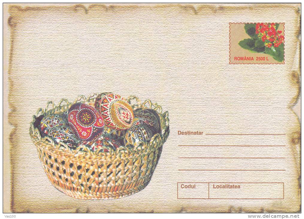 EGGS, EASTER, 2002, COVER STATIONERY, ENTIER POSTAL, UNUSED, ROMANIA - Easter
