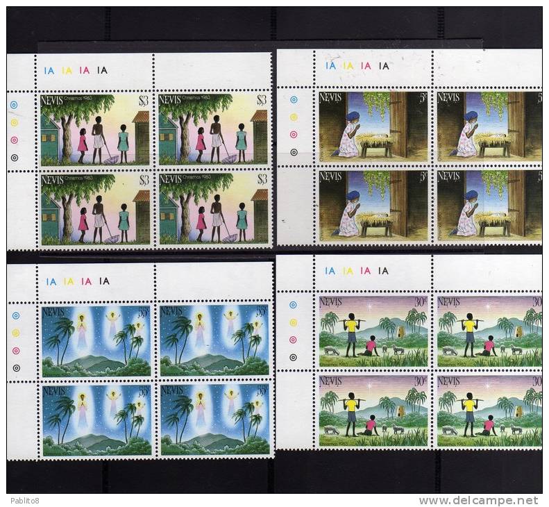 NEVIS 1983 CHRISTMAS BLOCK 4 NATALE - NOEL - WEICHNACHTEN - NATIVIDAD - NATAL MNH QUARTINA - St.Kitts Y Nevis ( 1983-...)