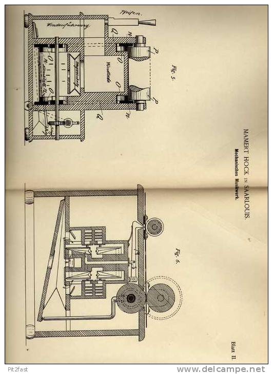 Original Patentschrift - M. Hock In Saarlouis , 1886 , Mechanisches Musikwerk , Jukebox , Musik !!! - Tools