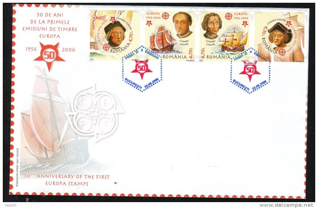 CRISTOPHER COLUMB, IMPERFORATED, 2005, COVER FDC, ROMANIA - Christophe Colomb