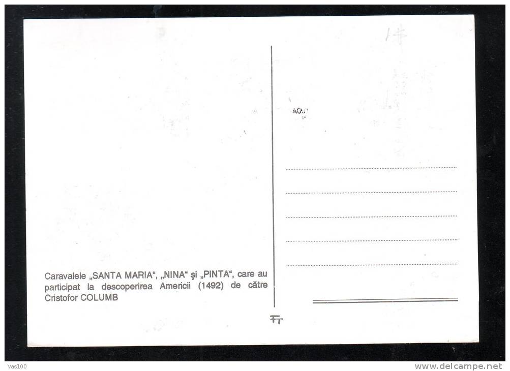 CRISTOPHER COLUMB, 1993, CM. MAXI CARD, CARTES MAXIMUM, ROMANIA - Christophe Colomb
