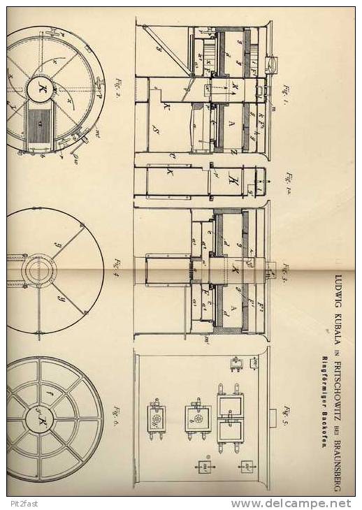 Original Patentschrift - L. Kubala In Fritschowitz B. Braunsberg , 1887 , Backofen , Bäckerei , Bäcker !!! - Sonstige & Ohne Zuordnung