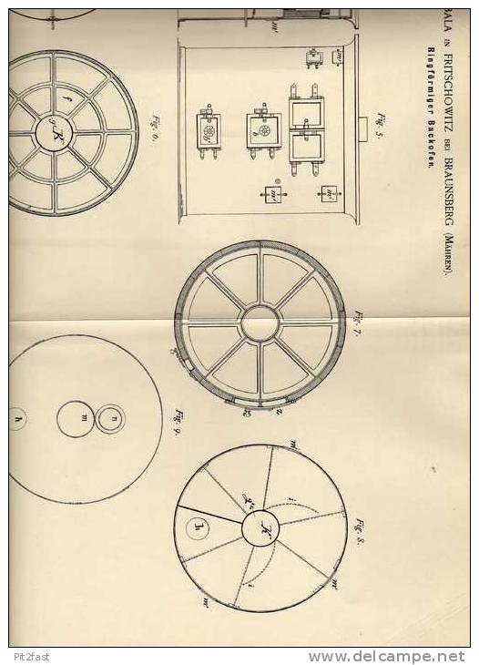Original Patentschrift - L. Kubala In Fritschowitz B. Braunsberg , 1887 , Backofen , Bäckerei , Bäcker !!! - Sonstige & Ohne Zuordnung